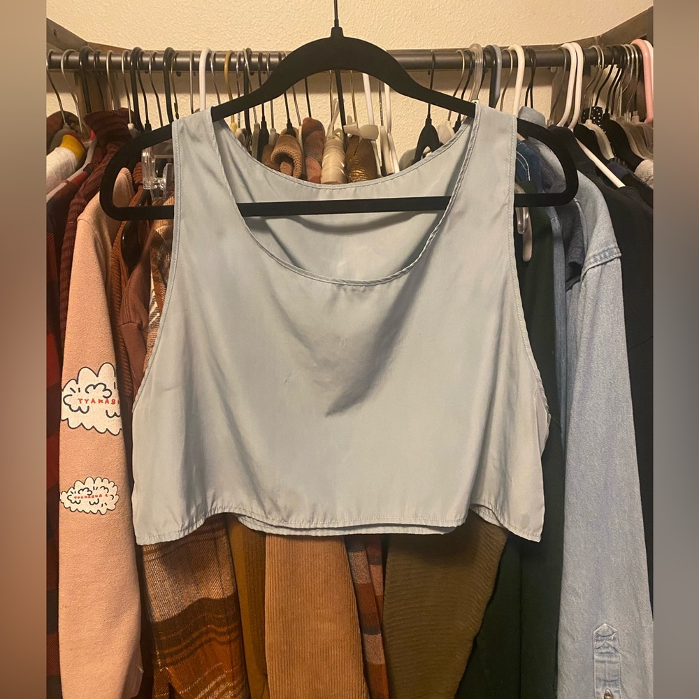 Drape Crop Sleeveless American Apparel Sea Foam Top